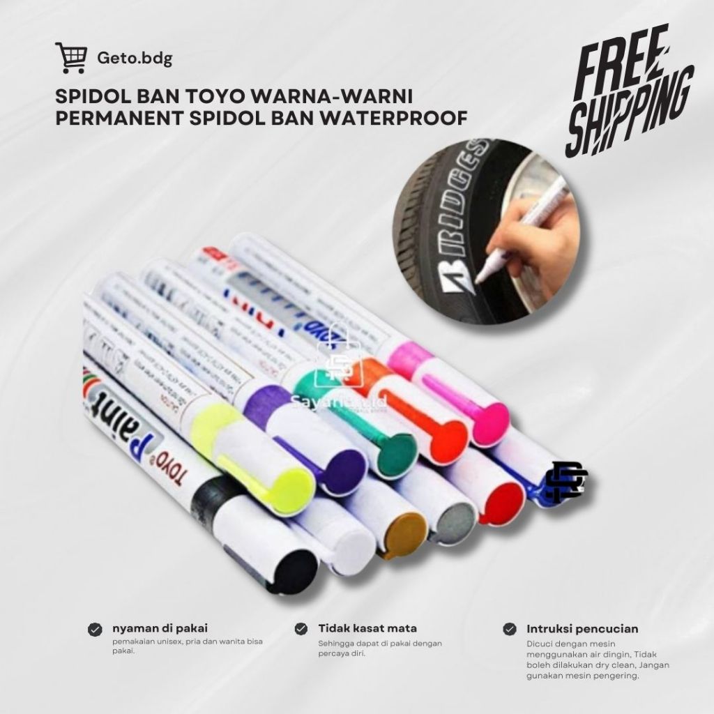 

SPIDOL BAN TOYO WARNA-WARNI PERMANENT SPIDOL BAN WATERPROOF