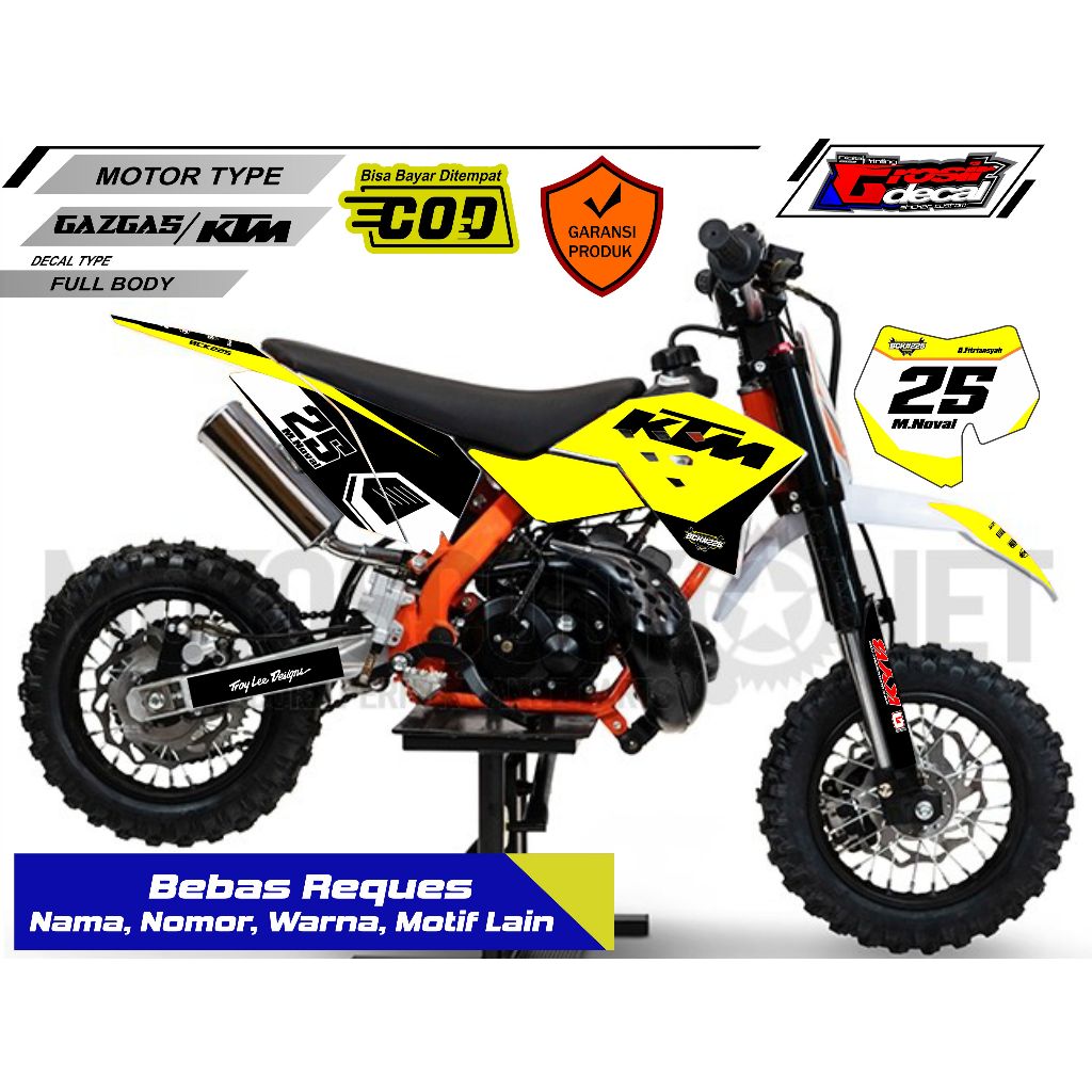 Decal Sticker Mini Trail 50cc Gazgas / KTM / SSR Full Body Free Custom