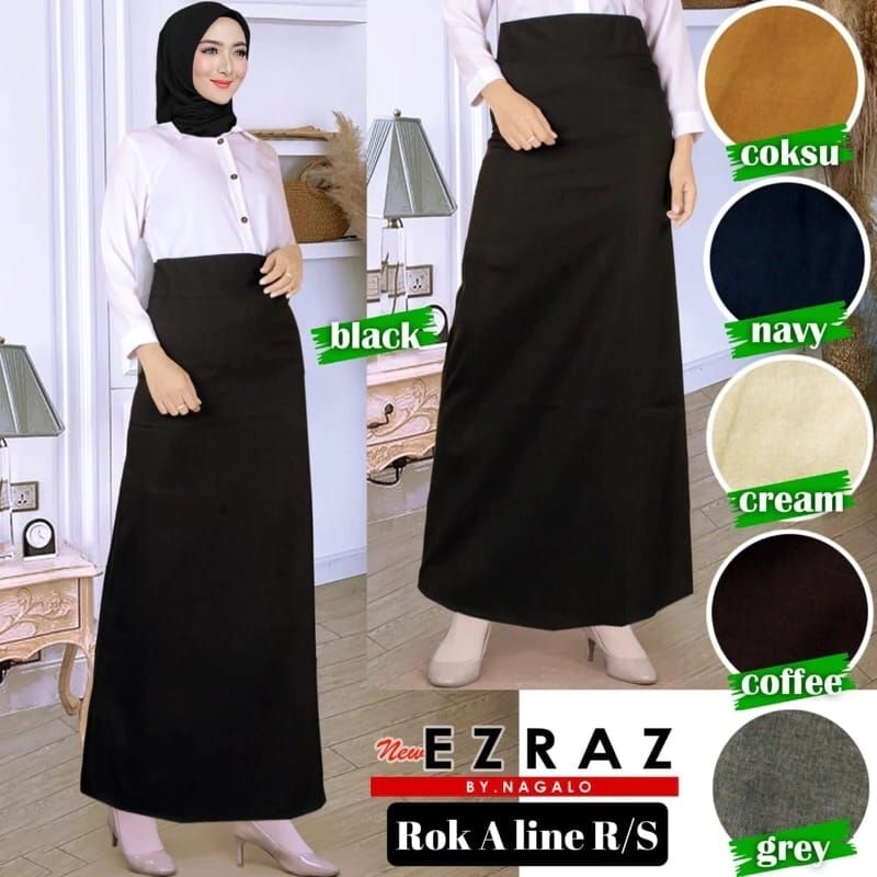 ROK A LINE PINGGANG KARET BY EZRAZ // ROK A LINE RESLETING SAMPING // ROK PANJANG