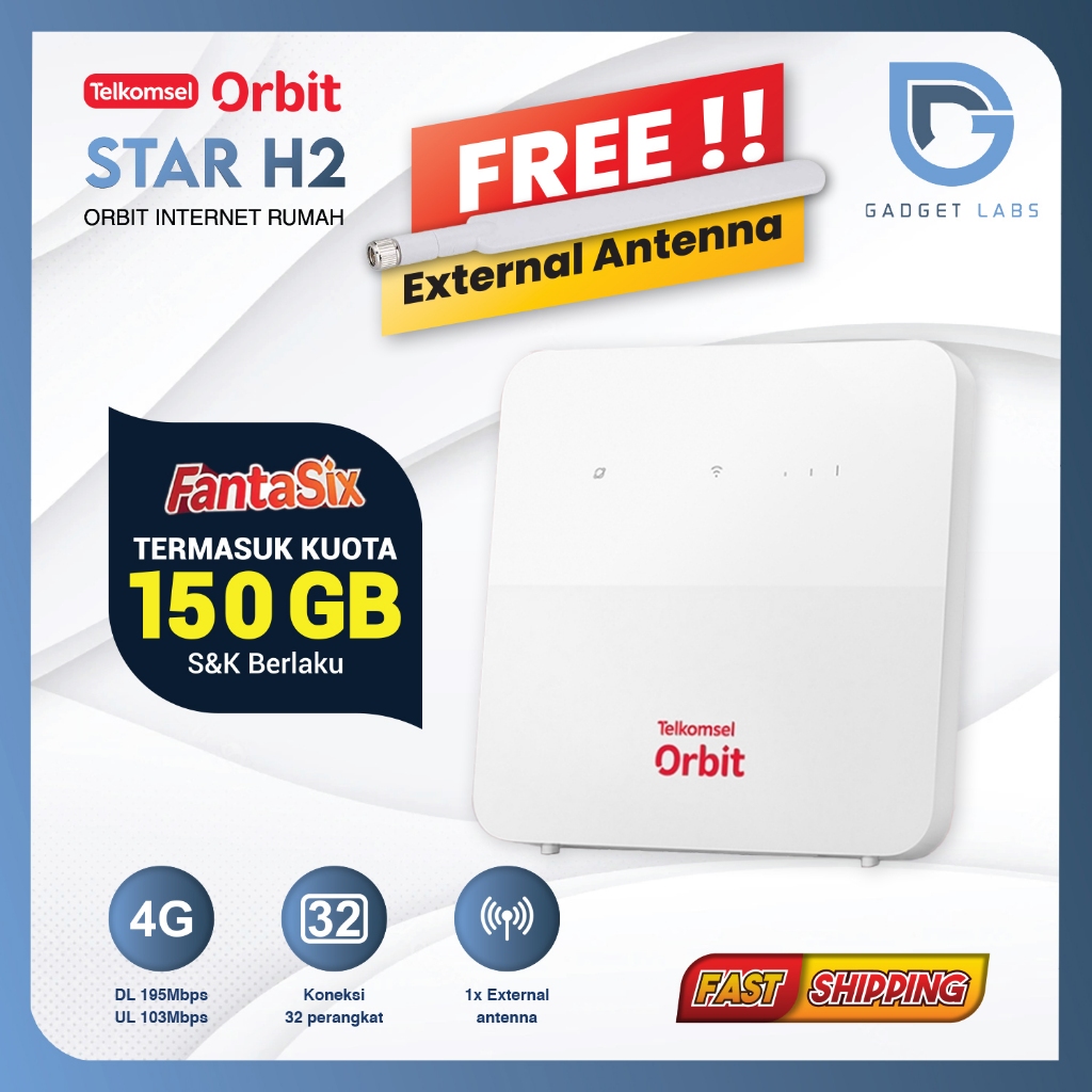 Telkomsel Orbit Star H2 Modem Wifi Router Wireless Huawei B320 Free Kuota 150GB