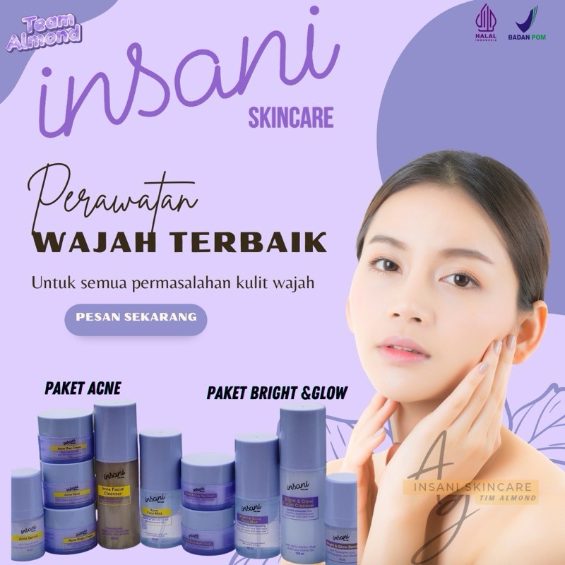 Insani Paket Skincare Glow Klinik Bpom |Paket Acne Cream siang | Cream Malam  Day krim Night Cream |