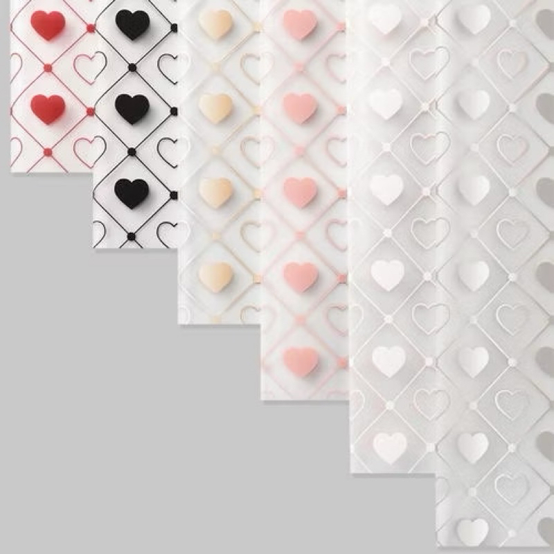 

Cellophane HEART/LOVE/HATI SEMI TRANSPARENT Florist Kertas Kado - Flower Wrapping Paper / Kertas Buket