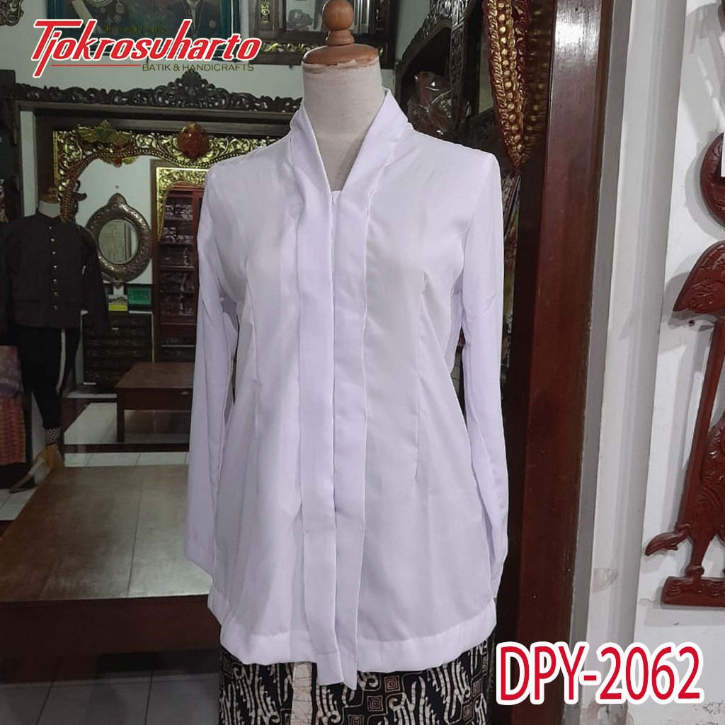 Kebaya Kartini Putih Polos- Pakaian tradisional wanita
