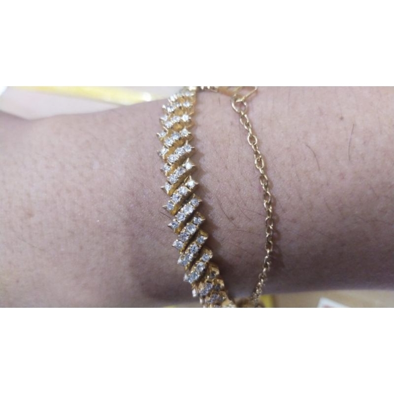 gelang emas full berlian Banjar /gelang emas motif serong baris 4