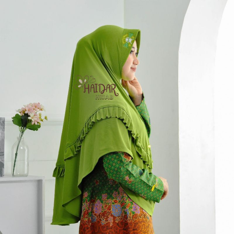 JILBAB MUSLIMAT NU REMPEL LIST HIJAU JUMBO