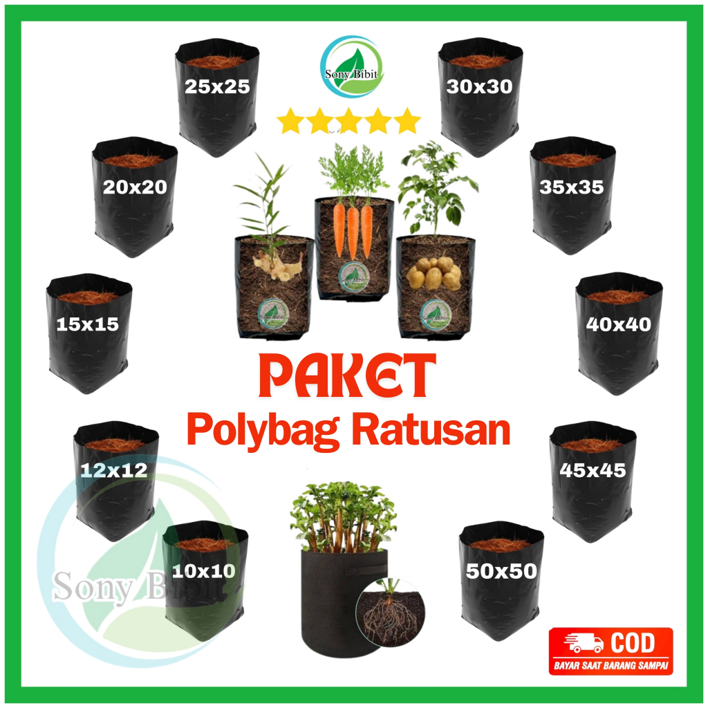 Paket Polybag Tebal Isi Ratusan Ukuran Kecil Sedang Besar