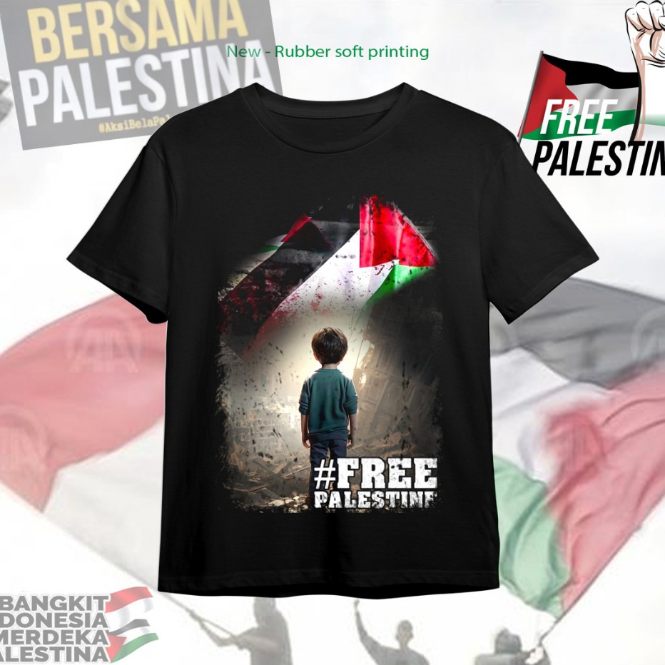 BAJU KAOS PRIA TEARU PALESTINE BOCIL 2 WARNA  KAOS KATUN  BAJU KAOS DAKWAH PEJUANG ISLAMI  KAOS UNIS