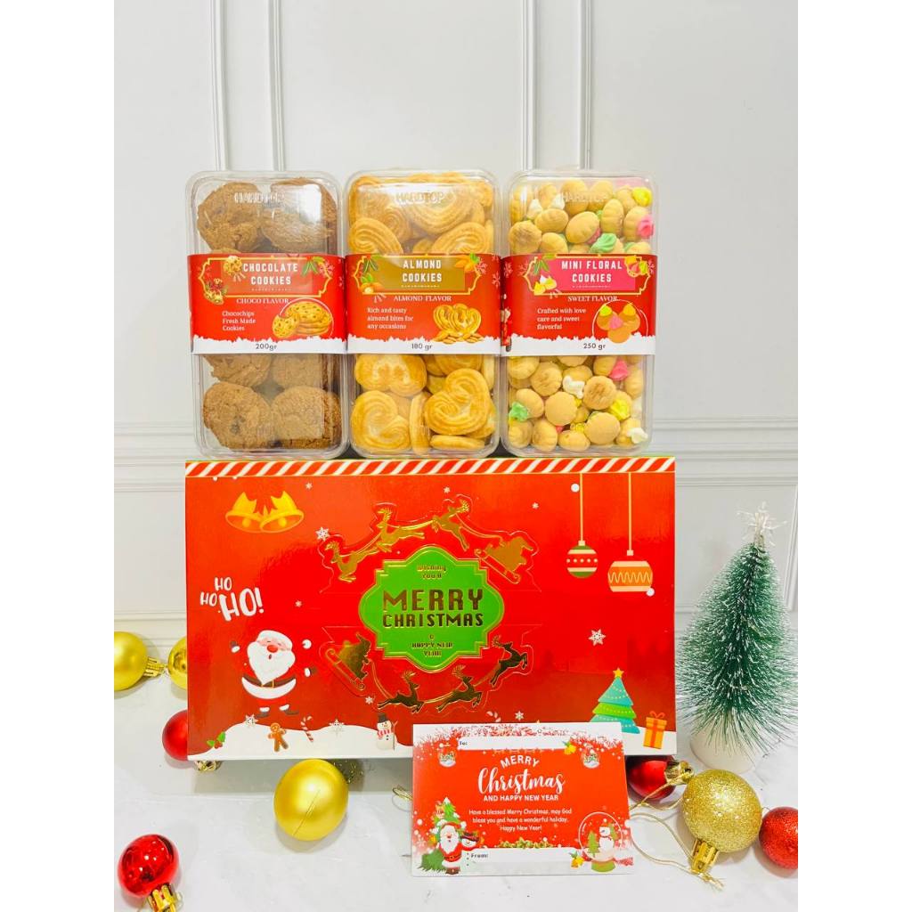 

HAMPERS CHIRSTMAS COOKIES 1BOX 3jar / PARCEL HAMPERS NATAL PREMIUM , KADO NATAL , HANTARAN NATAL , COOKIES PREMIUM MURAH