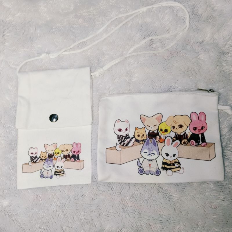 Pouch dompet SKZOO dan sling bag tas SKZOO fanmade unofficial merchandise Stray Kids