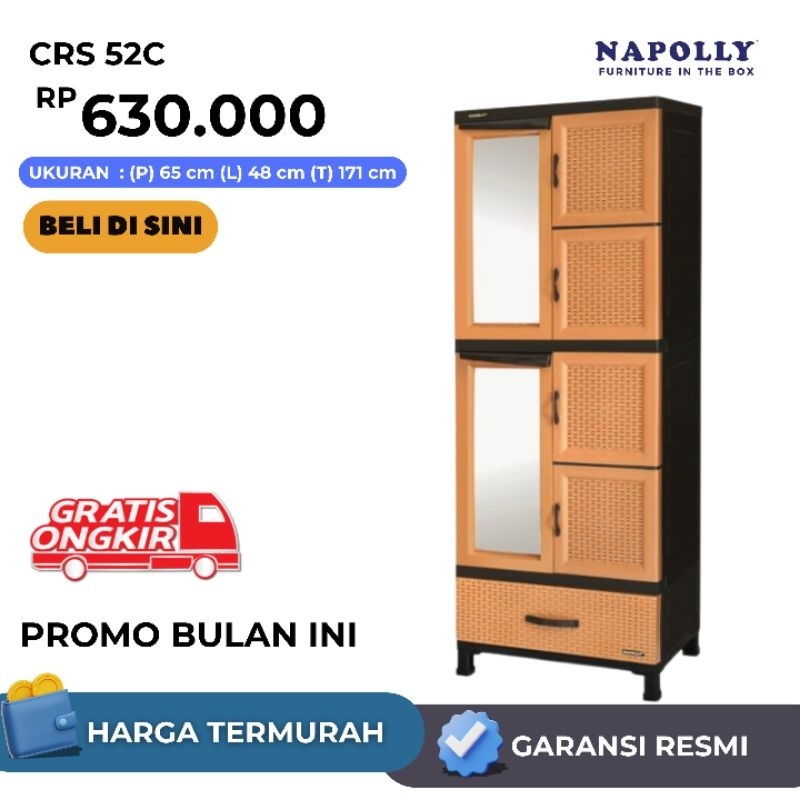 GRATIS ONGKIR lemari plastik Napolly crs 5.2c 4mu Semarang