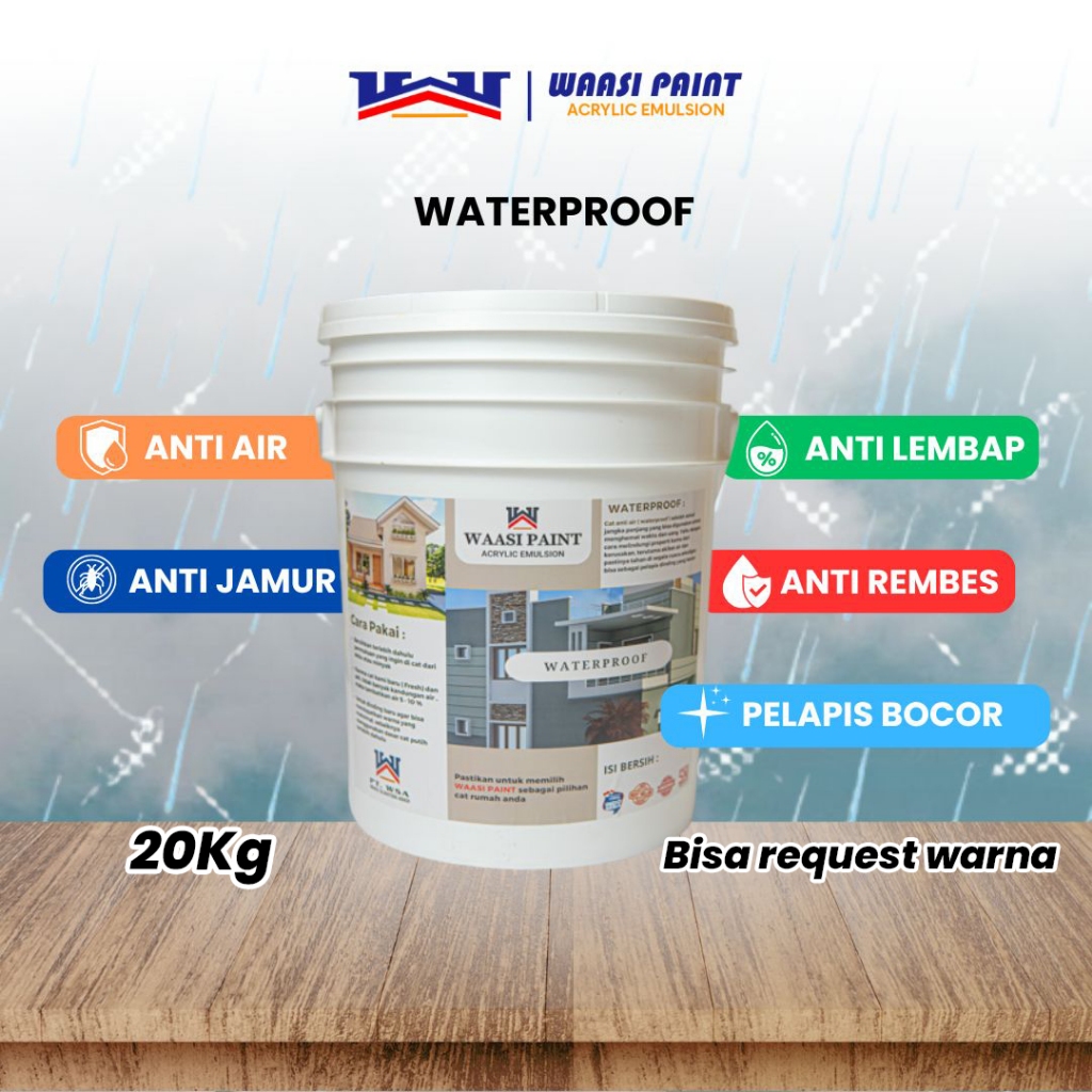 WAASI PAINT - Cat Waterproof Tembok Anti Air 20Kg