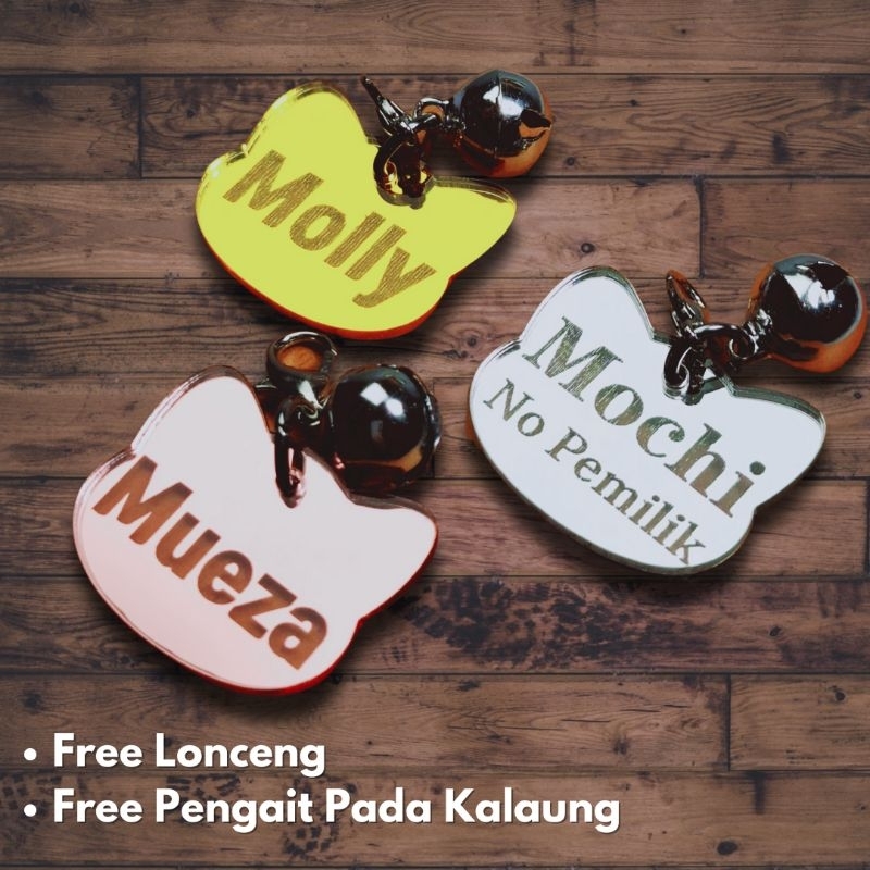 LIONTIN ONLY CUSTOM NAMA/LIONTIN FREE CUSTOM NAMA MOTIF KEPALA KUCING BAHAN AKRILIK