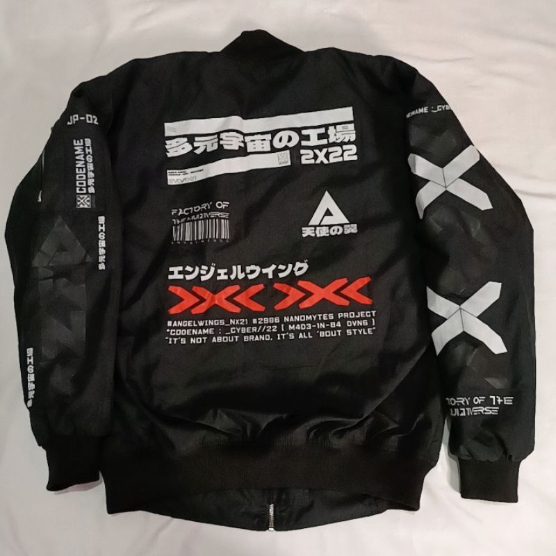 Jaket Cowok Cewek Preloved Like New Black Hitam Orange