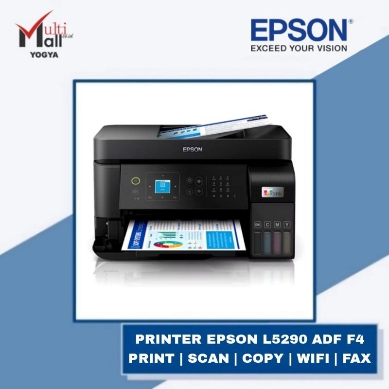 Printer Epson L5290 Print Scan Copy WiFi F4 FAX with ADF EcoTank (Free Tinta Original)