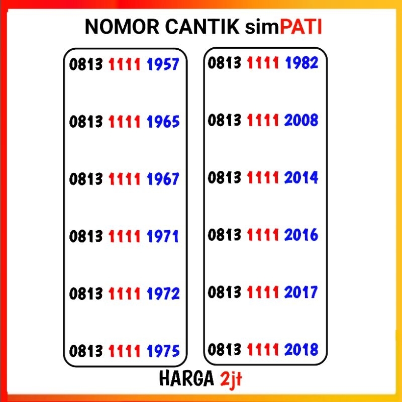 Nomor Cantik Simpati Tahun lahir