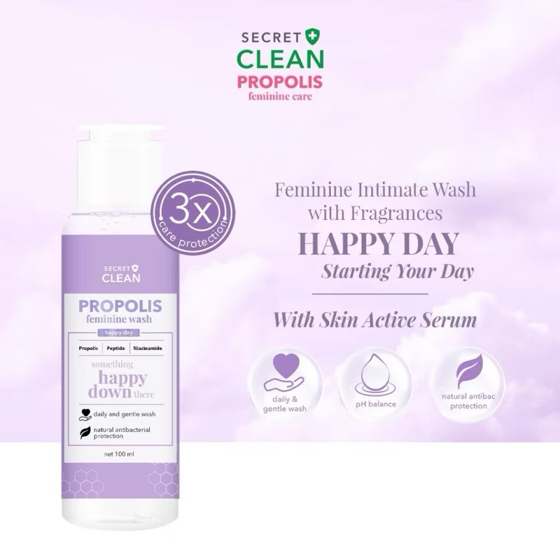 LADIES_STUFF8 🩷 | READY Secret Clean Propolis Feminine Wash 100ml Happy Day | BPOM ungu