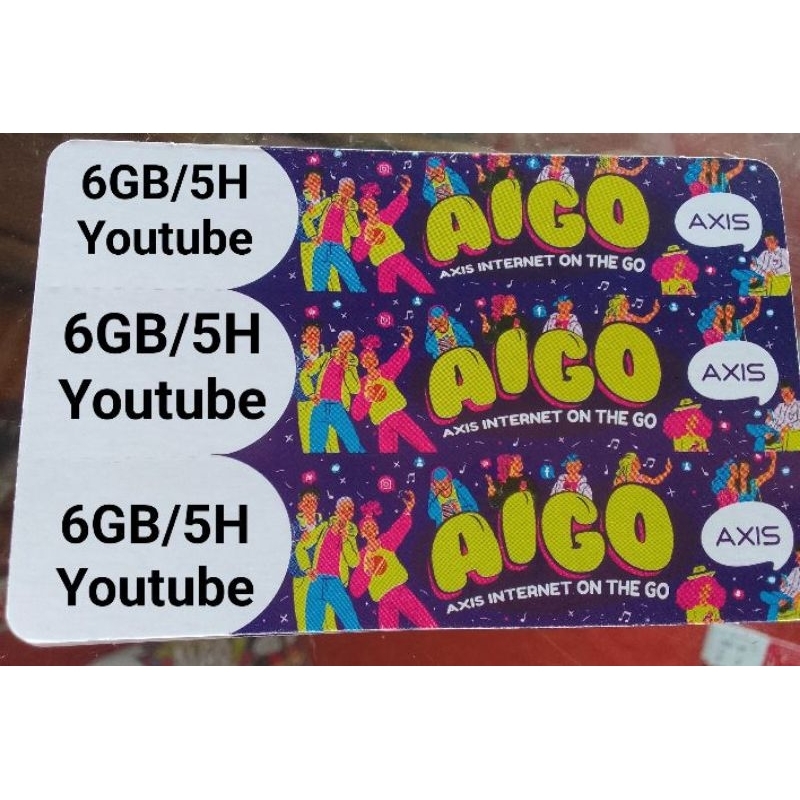 Voucher Axis 6GB / 5Hari (Youtube) isi 10 Pcs