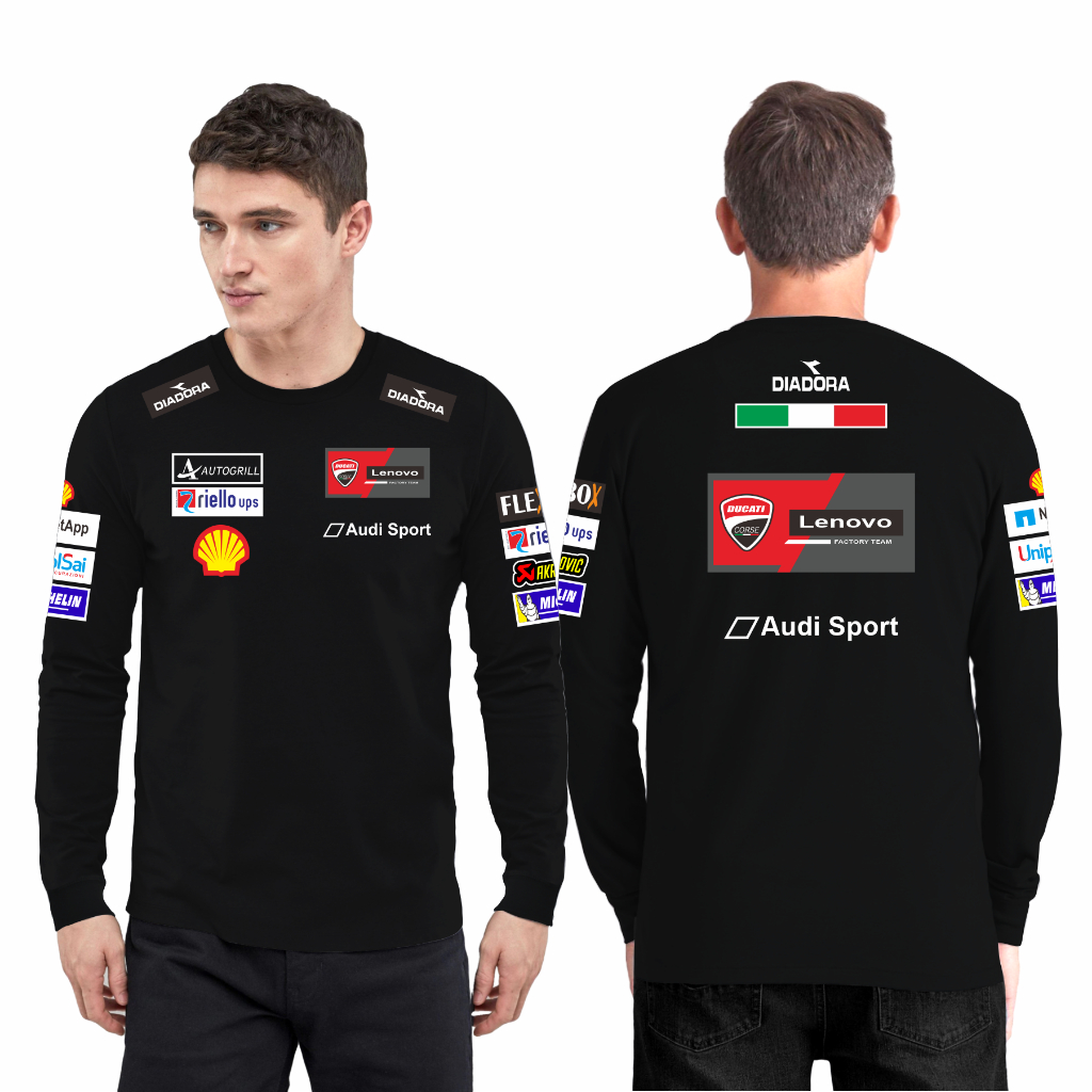 baju kaos pria distro original 100% ducati Lenovo lengan panjang
