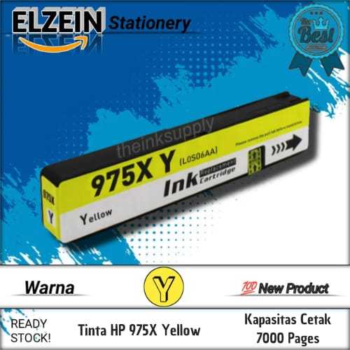 Cartridge Tinta Compatible HP 975X 975 X Yellow Printer HP Pagewide Pro 452dn, 452dw, 477dn, 477dw, 