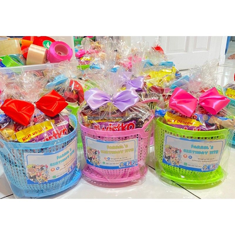 

READY instan - paket Snack Ulang Tahun Keranjang Souvenir Murah cepat lucu unik hampers ultah anak
