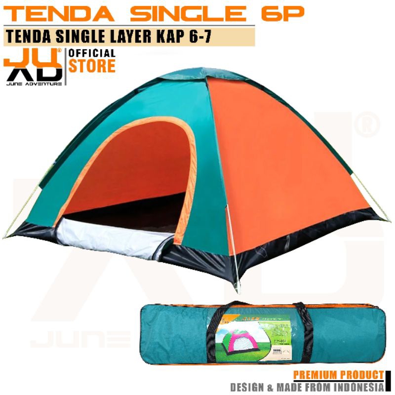 tenda dome camping single layer kap 6-7 person tenda single camping 6P tenda single layer