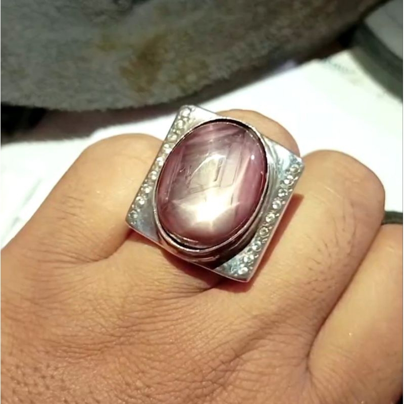 Cincin Pria Ruby Star Big Size Madagascar Perak Silver 925