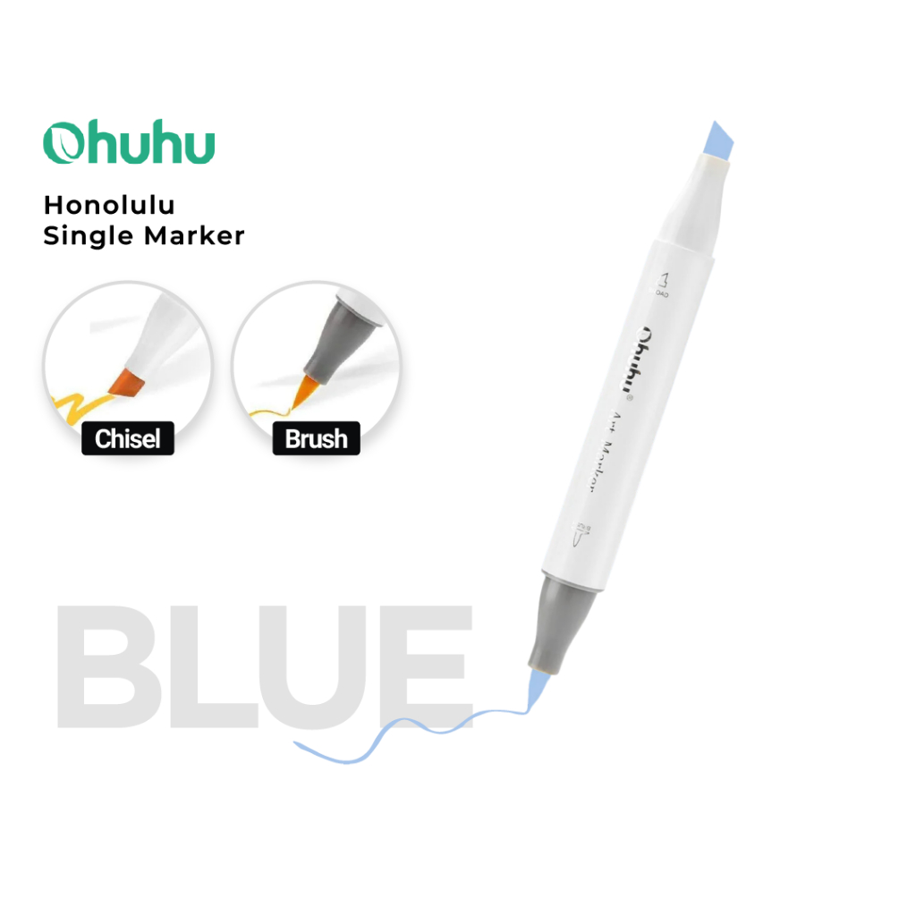 

OHUHU SINGLE Honolulu (Brush & Chisel) - BLUE SERIES | 361 Colors Refill Marker Satuan