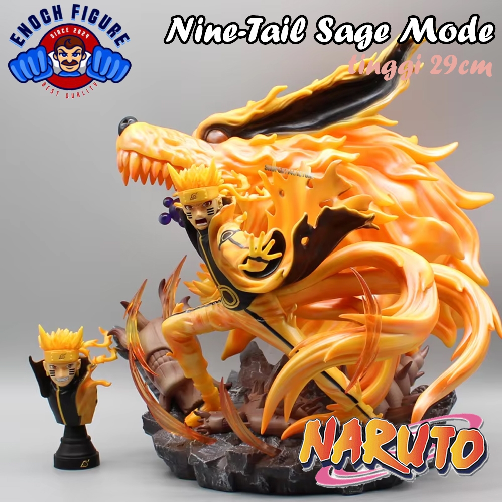 Action Figure Naruto Nine Tails Sage Mode 29cm LED BIG SIZE Pajangan Naruto Baryon Sage