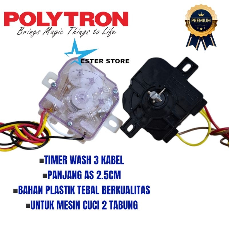 Polytron Timer Wash 3 kabel / Timer pencuci mesin cuci Polytron 2 tabung