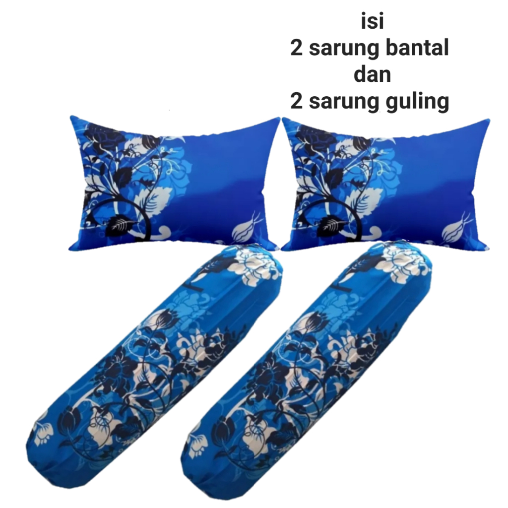 sarung bantal dan sarung guling motif bunga manohara/biru.bisa cod