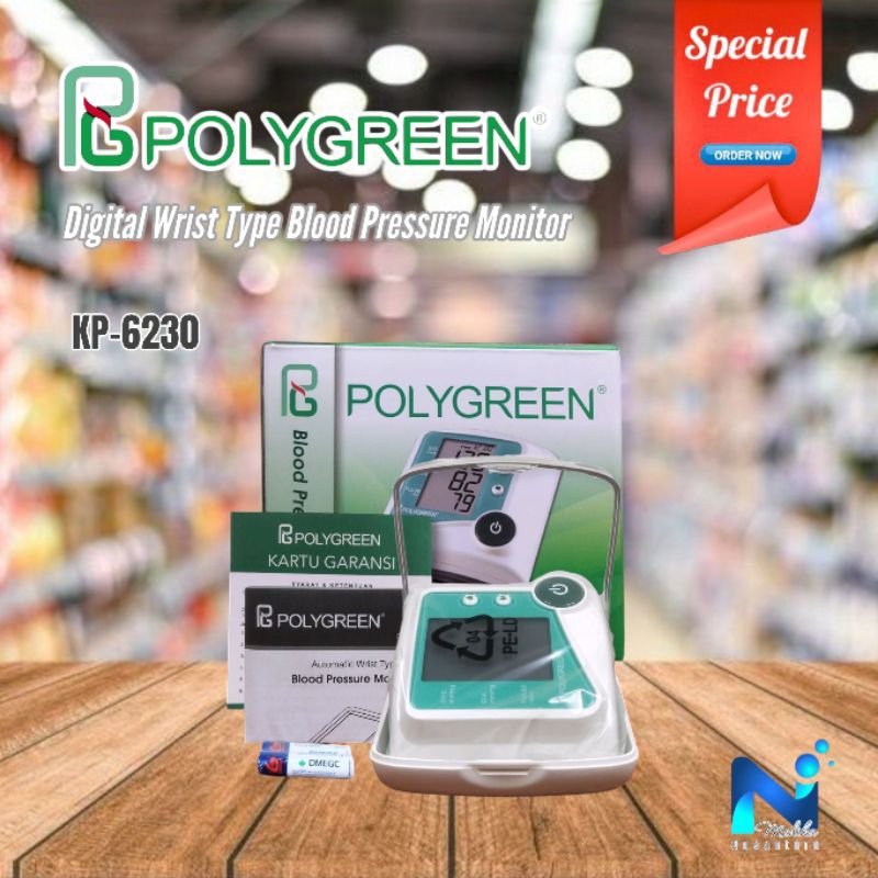 Tensi Digital Polygreen KP-6230, Tensimeter Pergelangan Tangan Dengan Akurasi ±3 mmHg