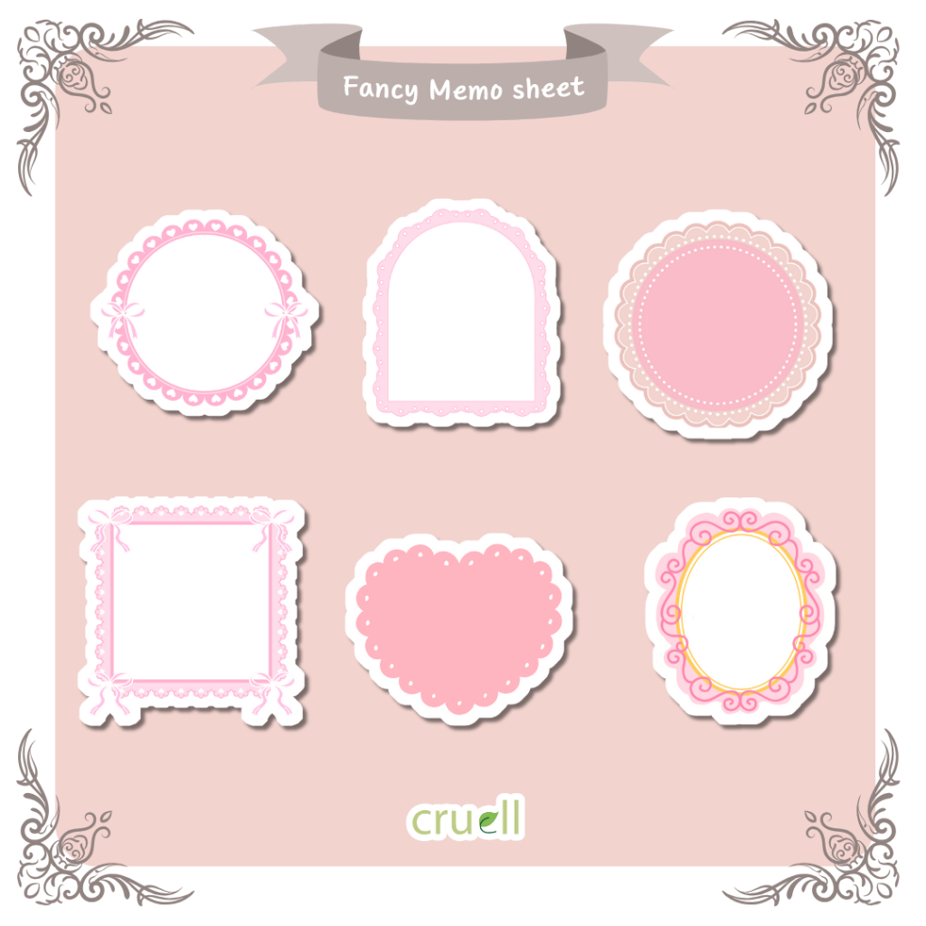 

memopad memo sheet motif fancy retro pink kucing isi 12 lembar