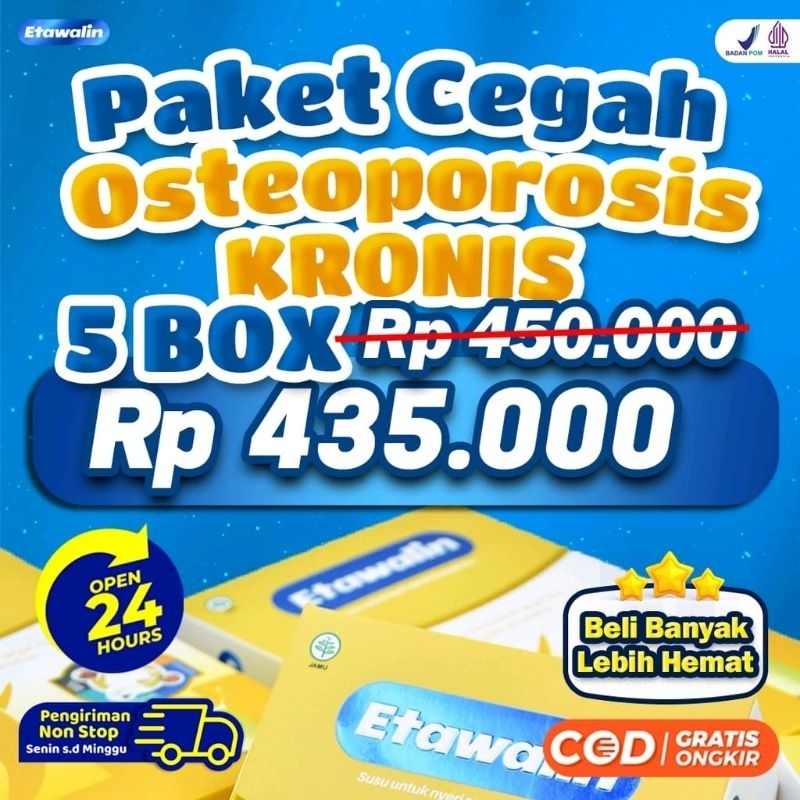 

PAKET 5 BOX ETAWALIN – Susu Kambing Etawa Tingkatkan Kepadatan & Kesehatan Tulang