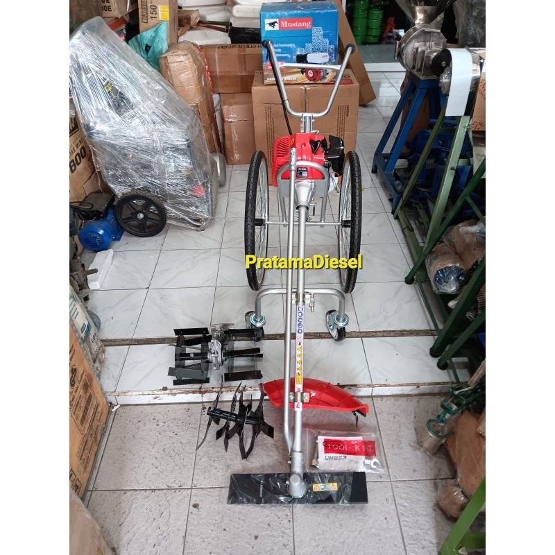 Mesin Potong Rumput Dorong PROQUIP QHB-52+Cultivator Bajak Sawah
