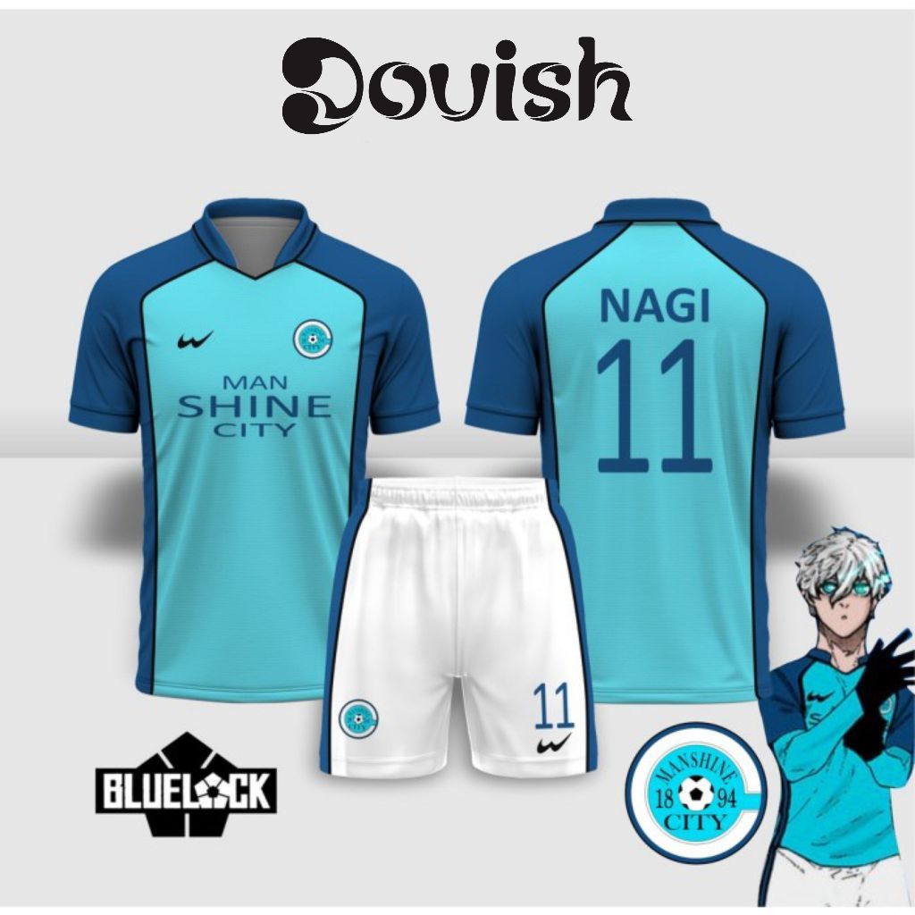 Jersey Blue Lock Mashine City Gratis Custom Nama Full Printing