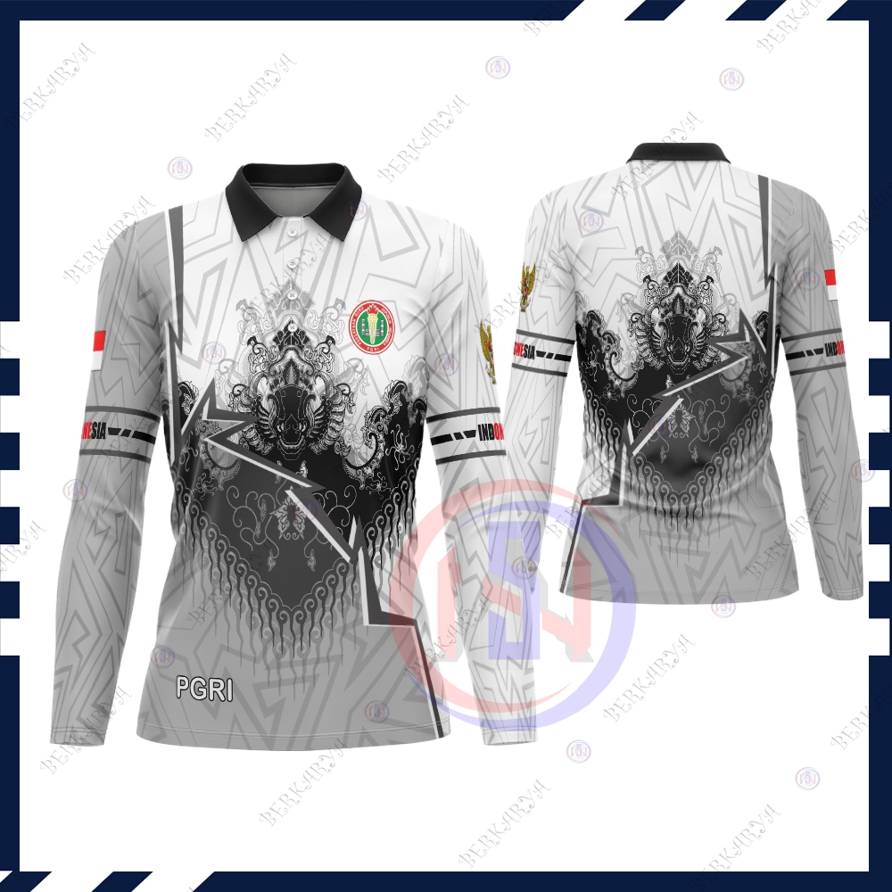 Kaos Seragam Batik PGRI / Baju PGRI / Baju Guru Batik PGRI Wanita Fullprint / Kaos Polo Wanita Keren