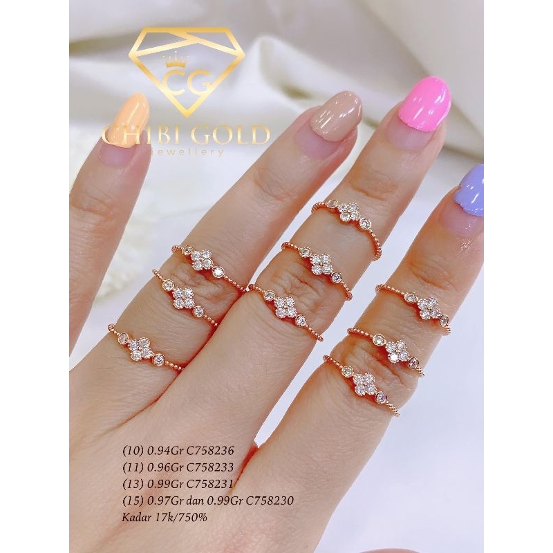 CHIBI GOLD - Cincin bunga mata 750 kadar 17K - chibi gold