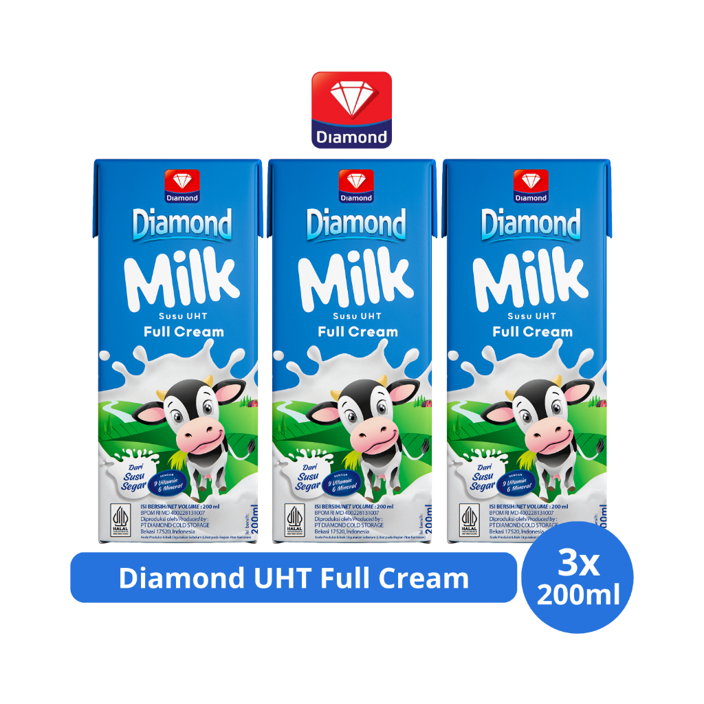 

Diamond Milk Susu UHT Full Cream 200ml x 3 pcs