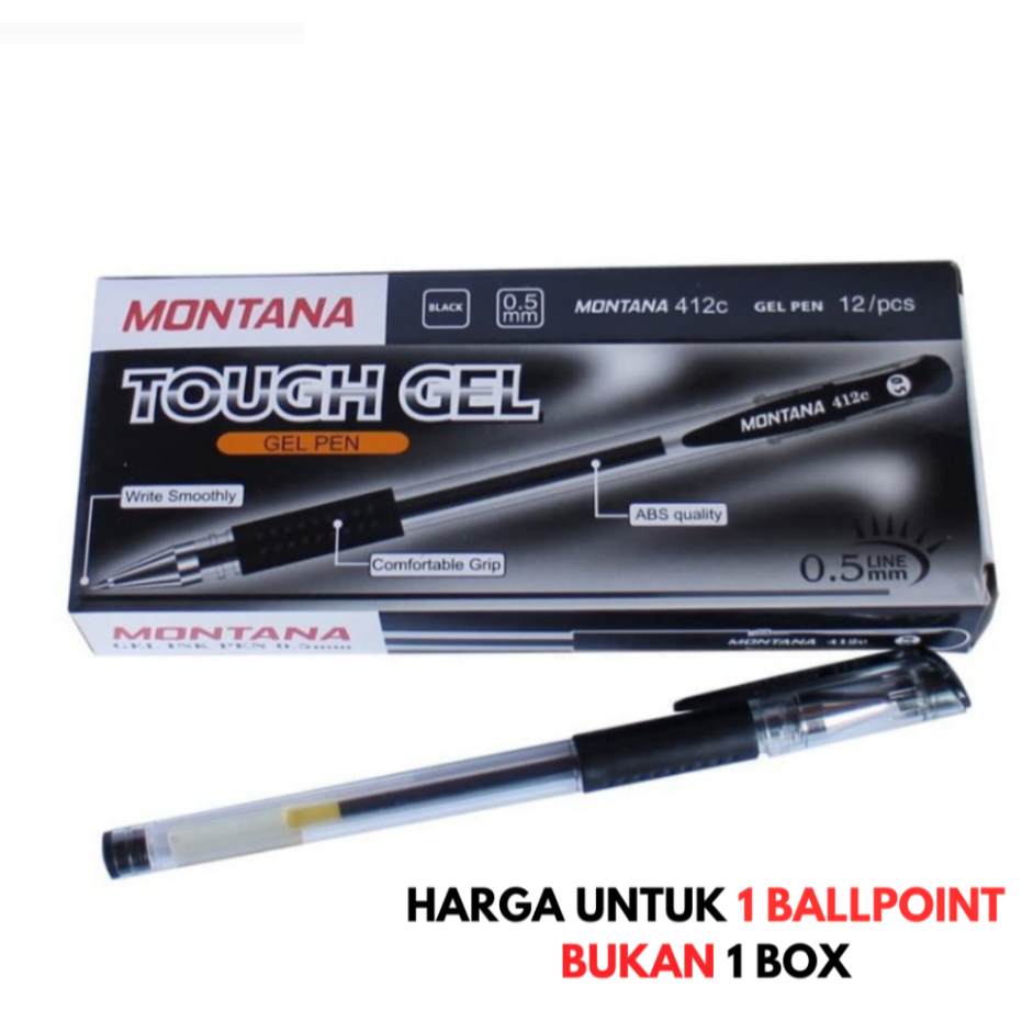

(NARA MEOW) MONTANA BALLPOINT GEL 412 C PULPEN KERJA SEKOLAH BERKUALITAS