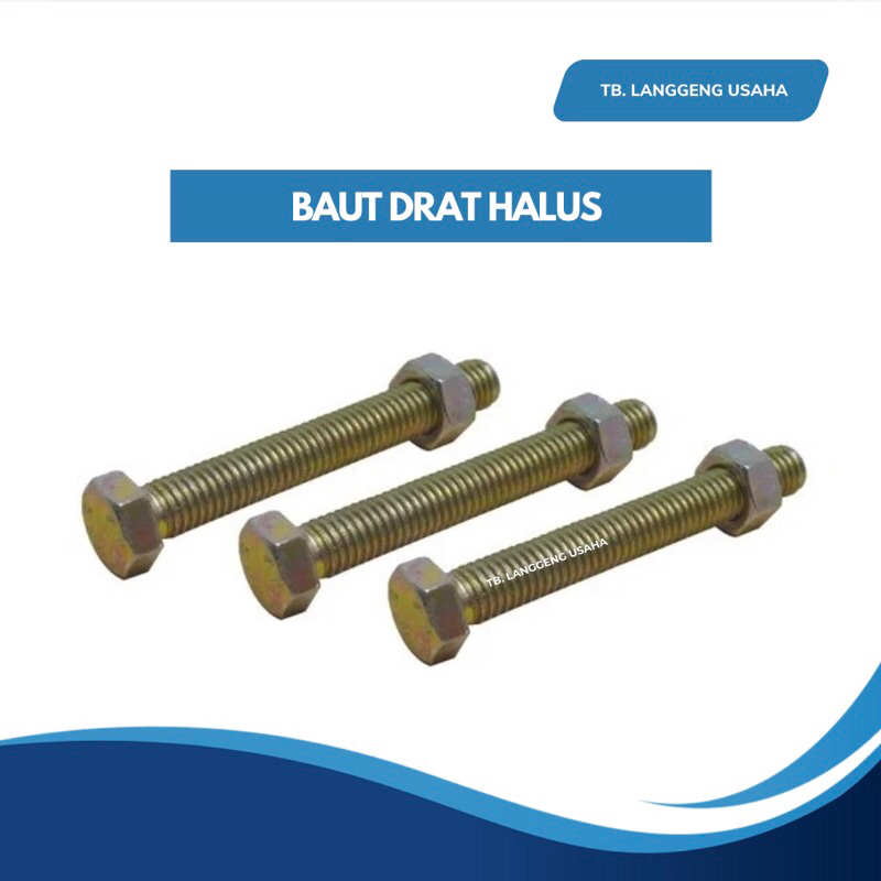 BAUT DRAT M10 10 HALUS KUNCI 14 BAUT ALUS MUR KUNING