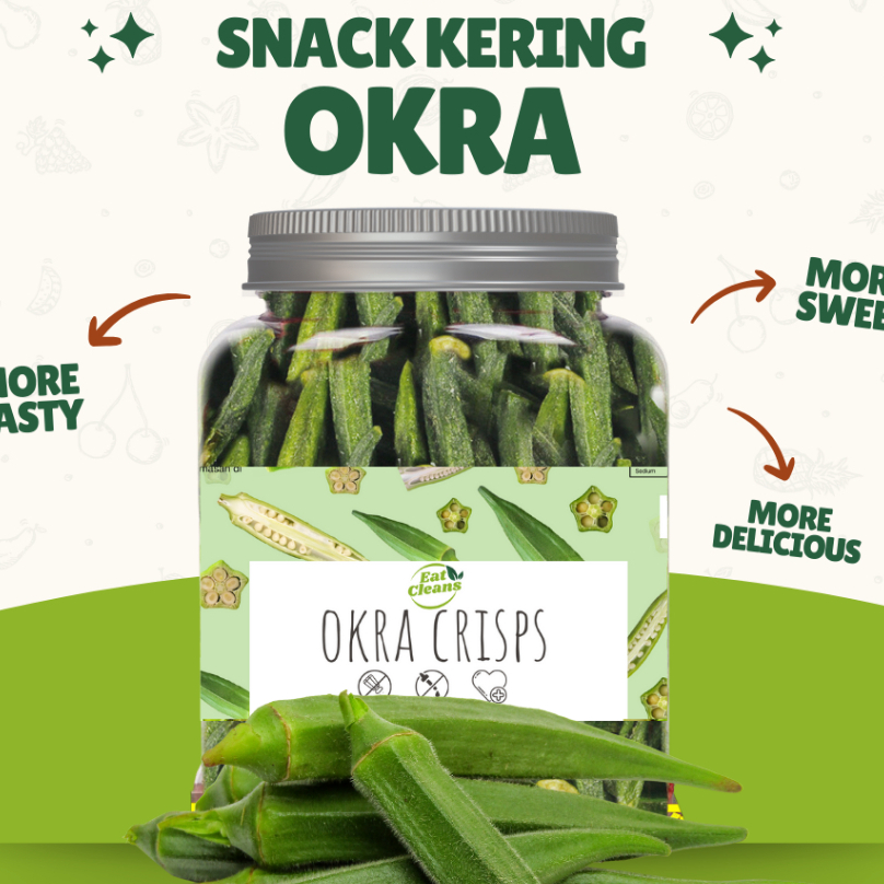 

1L Okra Renyah Ocra Crisps Keripik Okra Vacuum Fried Keripik Sayur Crunchy Veggie