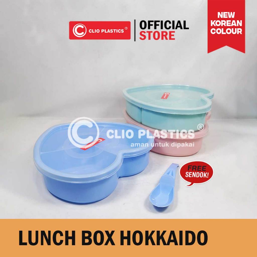 GROSIR Hokkaido Lunch Box clio free sendok / tempat penyimpanan bekal / tempat bumbu seblak / lunch 