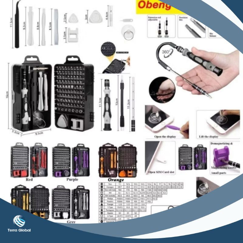 Obeng HP Set 115 in 1 Alat Service Komputer Laptop Kamera Full Set 115in1
