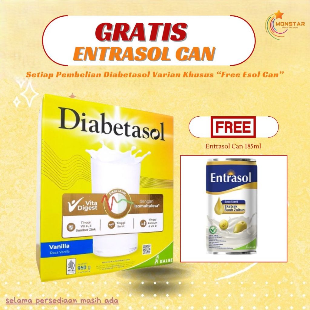

MONSTAR - SUSU DIABETASOL 950 GR 1000 GR/DIABETASOL VANILA COKLAT 1KG MONSTAR MONSTARID