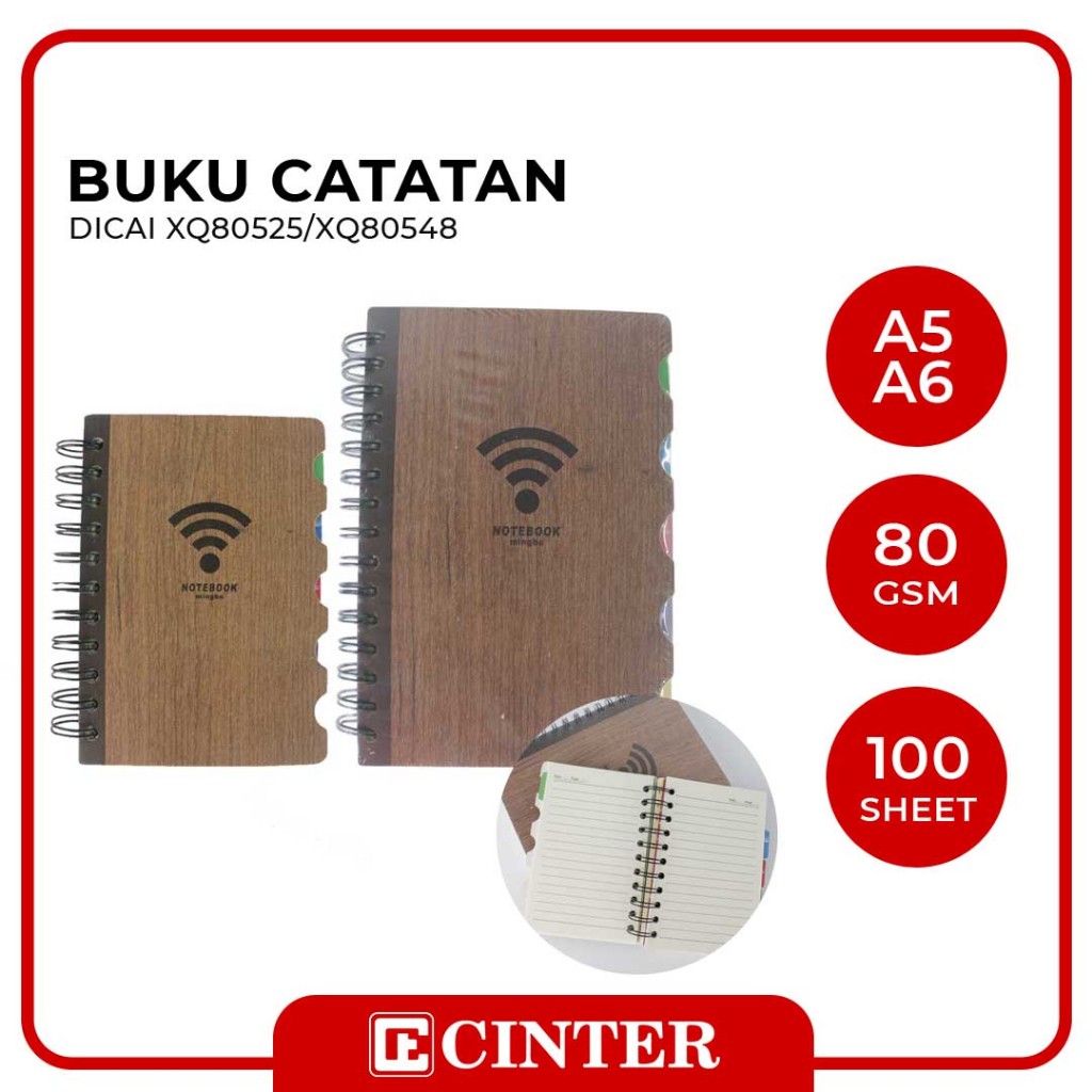

MINGBO - BUKU CATATAN / NOT BOOK / BUKU SPIRAL XQ-805 INDEX H.COVER MOTIF KAYU