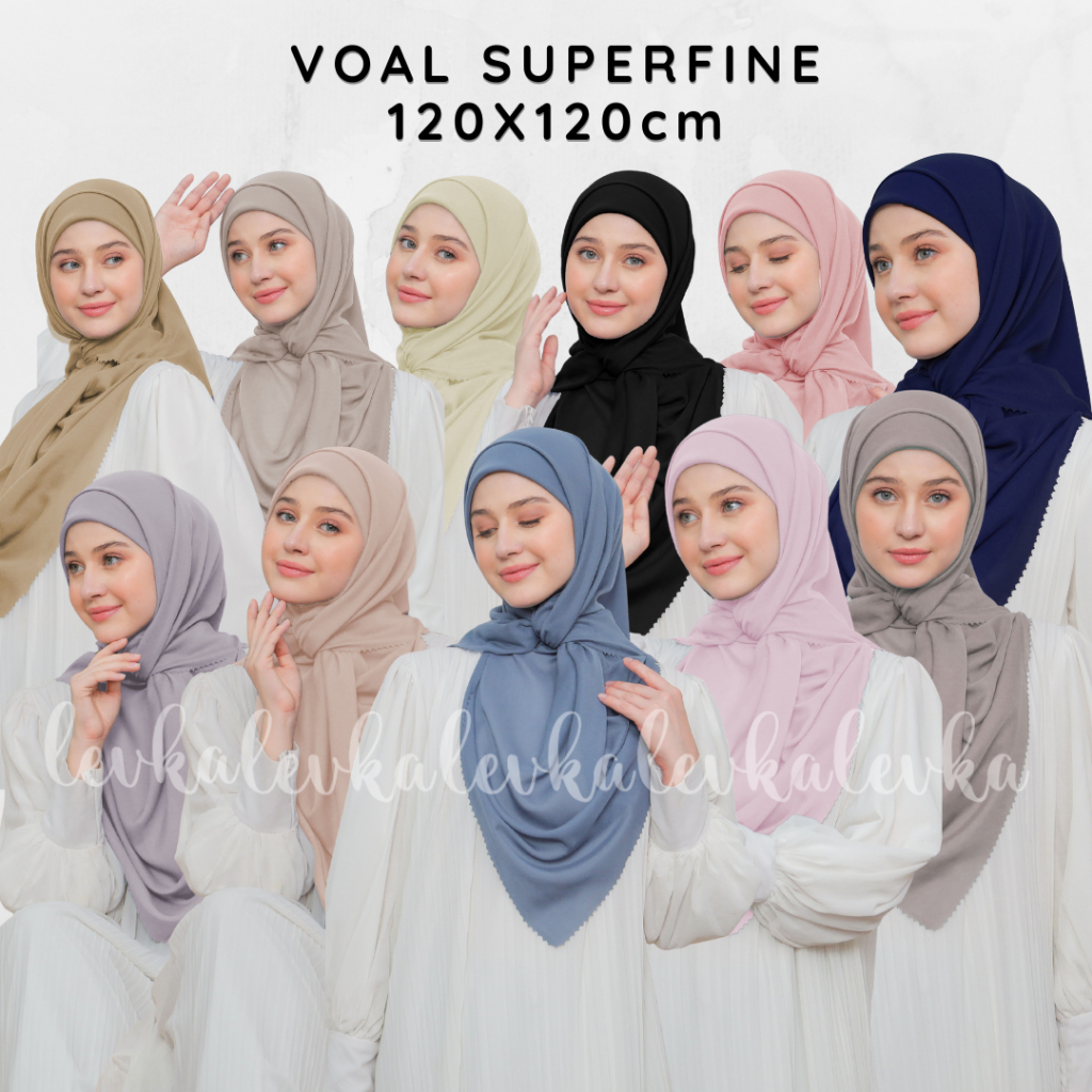 HIJAB VOAL SUPERFINE HIJAB SEGIEMPAT POLOS ( LASERCUT) 120cm x 120cm