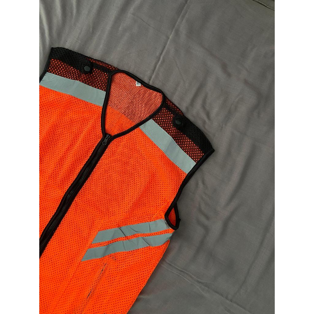 TokoTarana - Rompi Jaring Jala Polos Oren Hitam Rompi Parkir Security Proyek