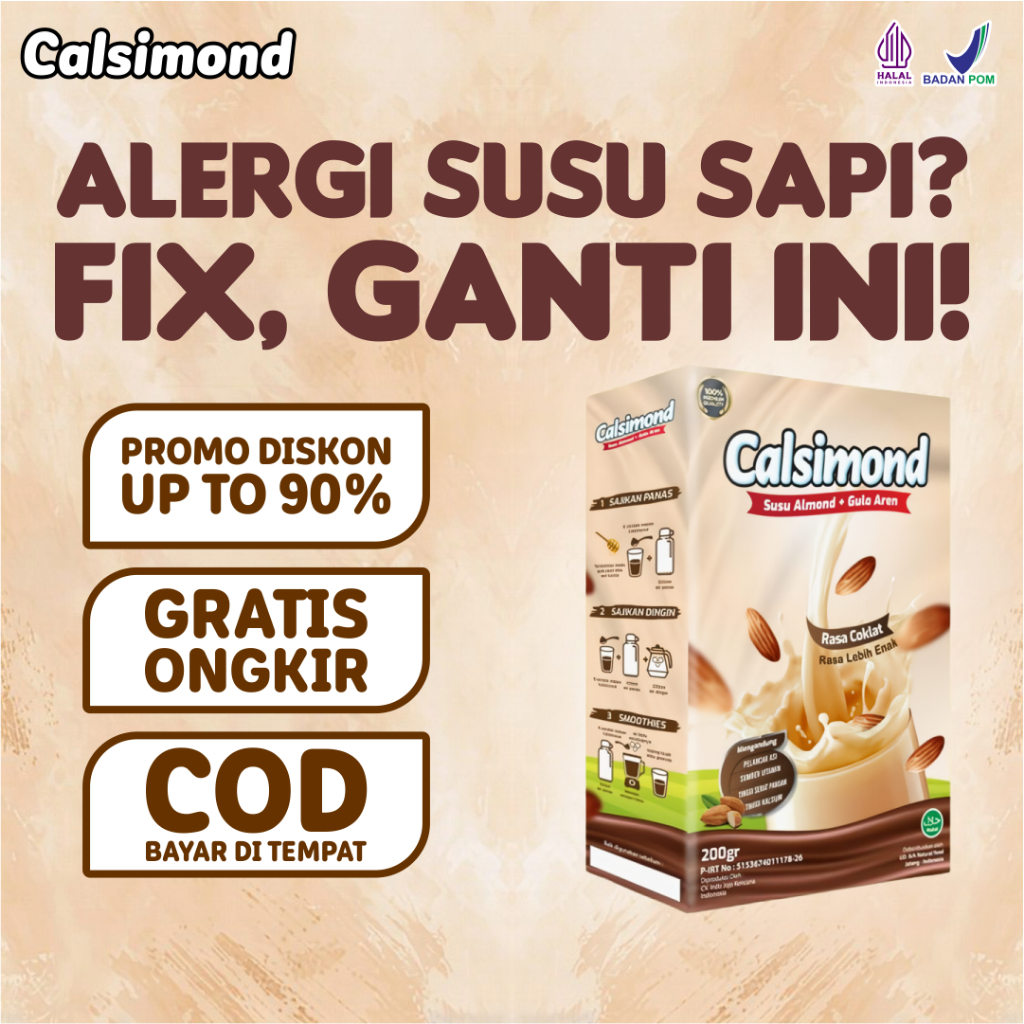 

Calsimond Susu Almond Rendah Lemak dan Kalori, Gratis Ongkir, BPOM!