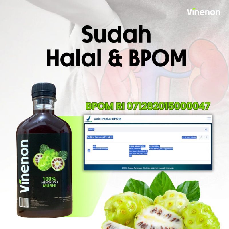 

[Bisa COD] Vinenon - Cuka Mengkudu 100% ORI - Atasi Batu Ginjal