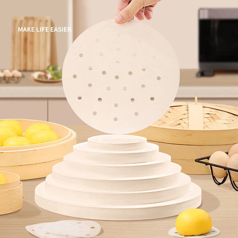 Disposable Besar 50 Pcs Dimsum Paper Dumpling Alas Air Fryer Tatakan Kukusan White 30Cm 36Cm